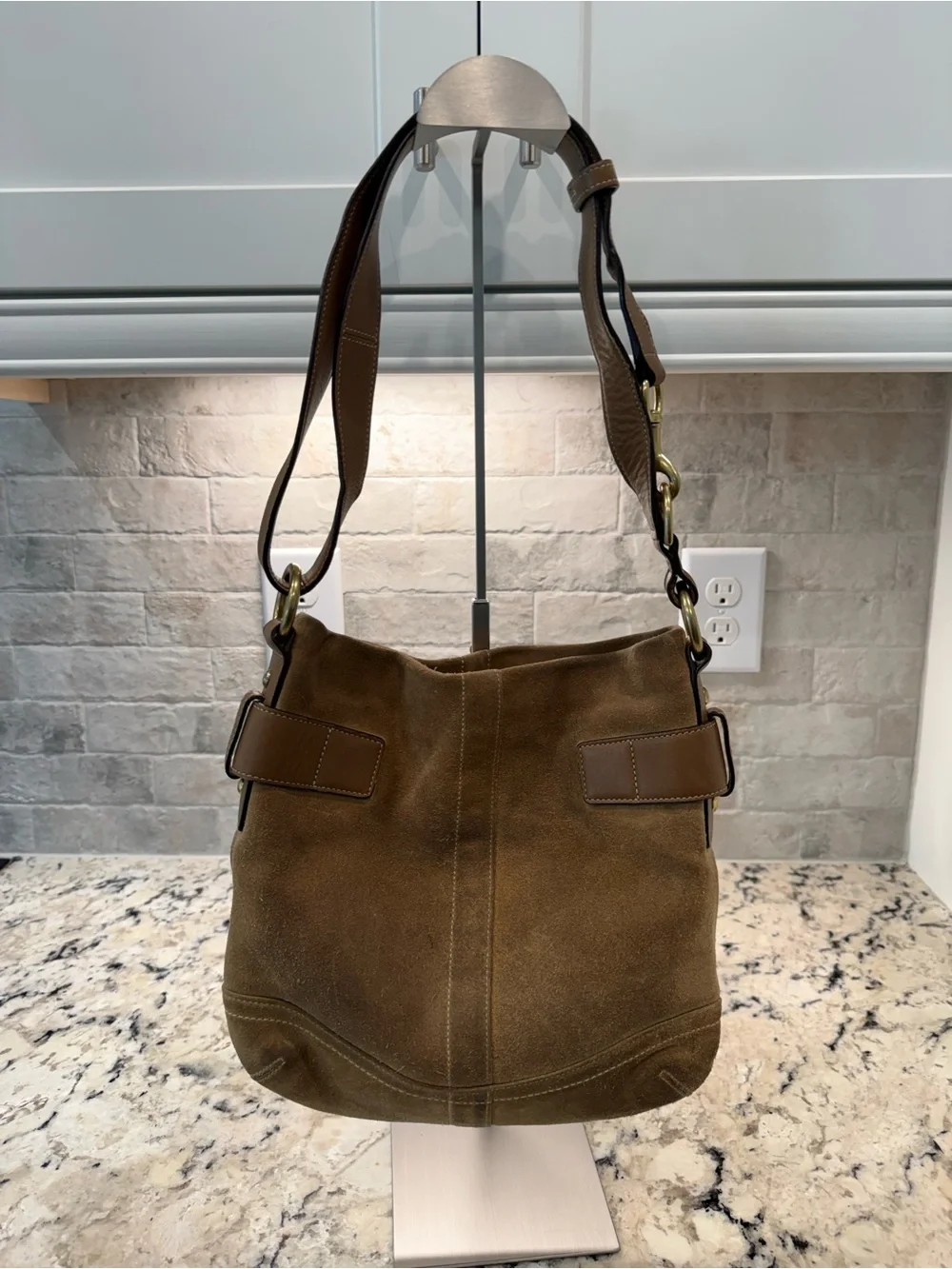 Coach EUC Vintage Tan Suede Soho Shoulder Bag w/Leather Trim